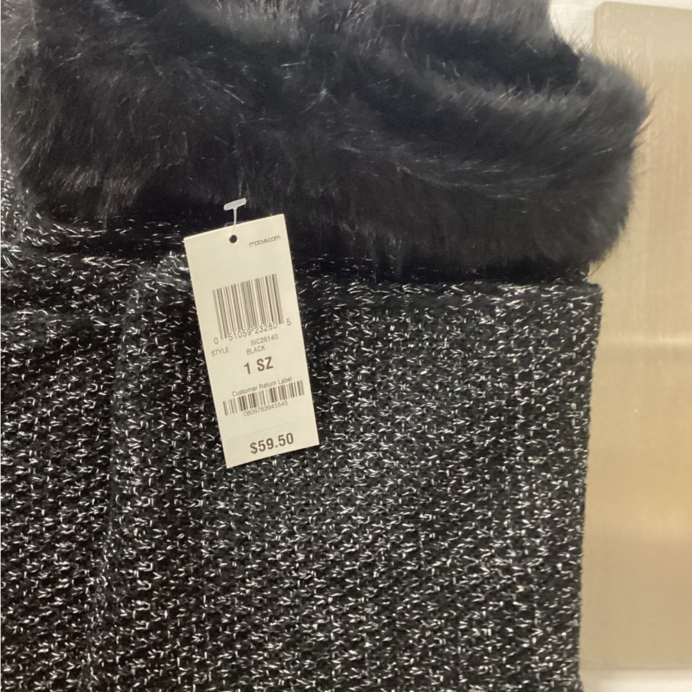 Black Faux Fur Trimmed scarf/wrap
